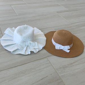 Janie and jack white with bow and Old Navy straw with white bow hats